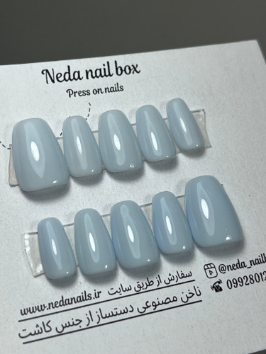 ناخن مصنوعی آبی لایت آماده ارسال گلدانی