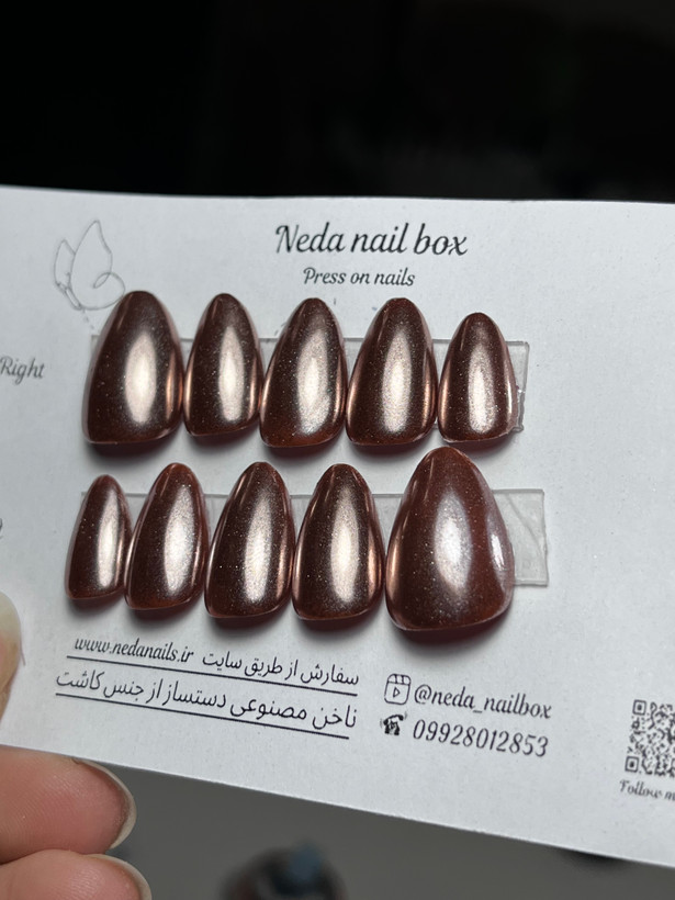 ناخن مصنوعی از جنس کاشت آماده کروم موکا